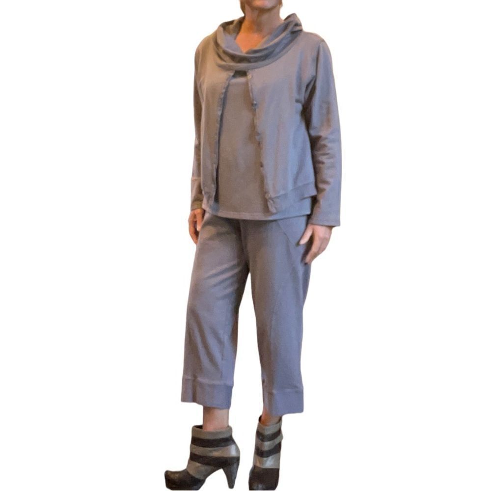 CMC COLOR ME COTTON Women’s Tunic/Cropped Pants Two Piece Set Gray Size Small